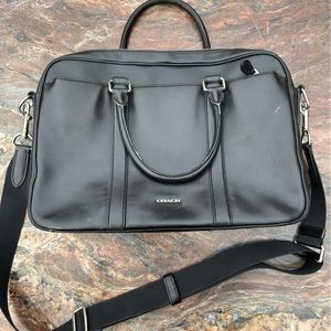 Coach Men Black Leather Brief